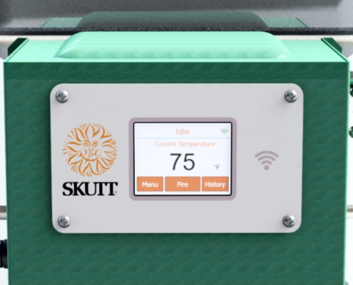 Green_mini_touchscreen-495x400 Mini touchscreen controller on a Skutt glass kiln