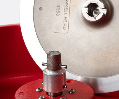 skutt-classic-red-wheel-head-closeup Skutt Classic red pottery wheel head closeup.